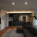 素材感を活かしたシンプルなデザインが、LDK全体を引き締めます。