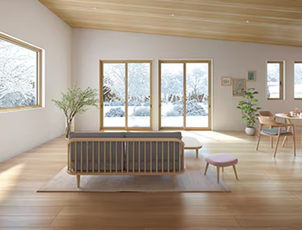 LIXIL EWサッシと大きな窓から入る光のイメージ